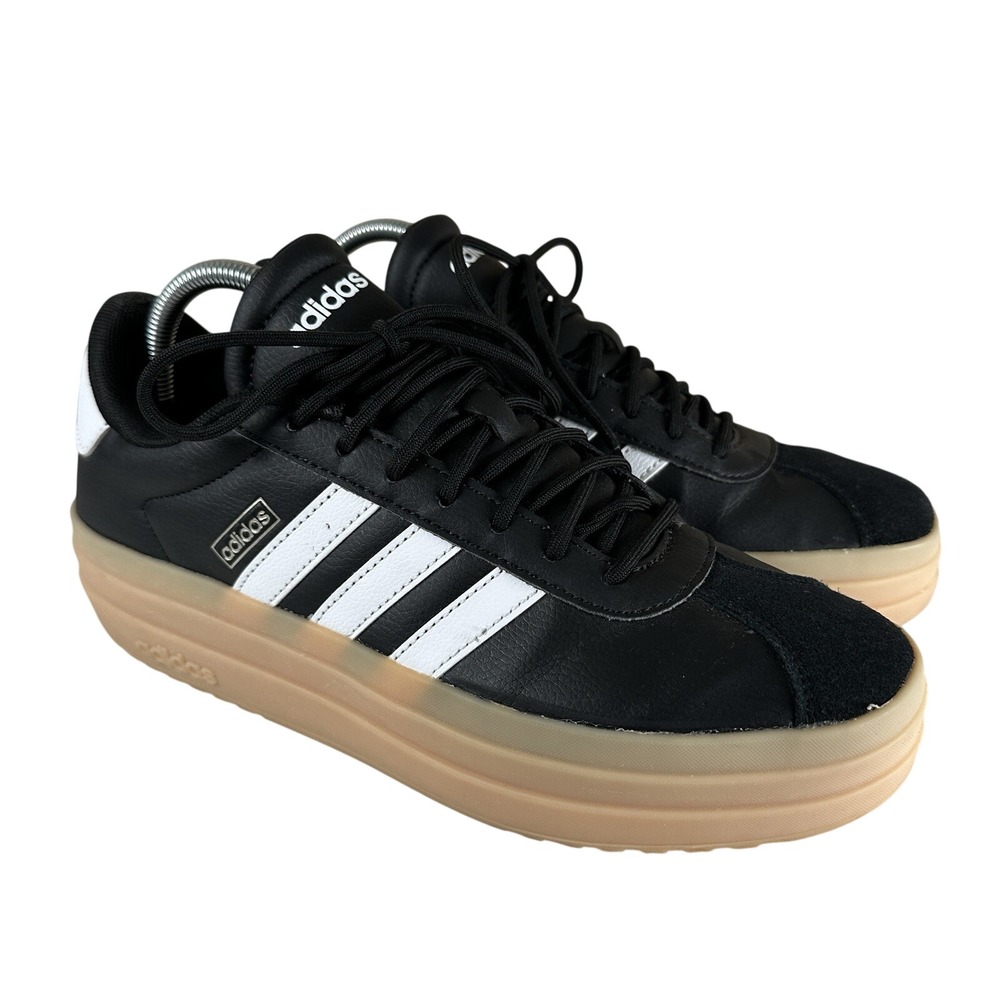 Adidas VL Court Bold Platform Sneakers Women Size 10 Black White Gum IH3081